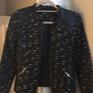 Tweed jacket with “leather” accents